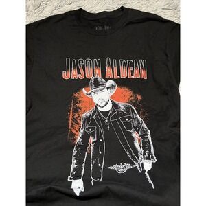 Jason Aldean Rock N Roll Cowboy Tour 2022 Big Graphic Black Shirt Size Large